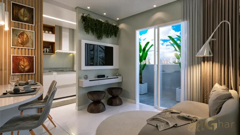 Sala de estar em apartamentos na Parada Inglesa São Paulo com design moderno