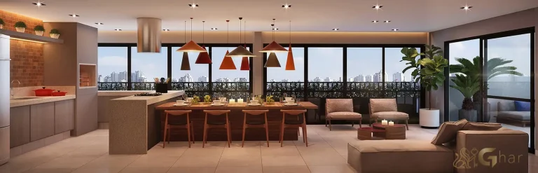 Salão de festas gourmet em condomínio com lazer em apartamentos na Parada Inglesa São Paulo