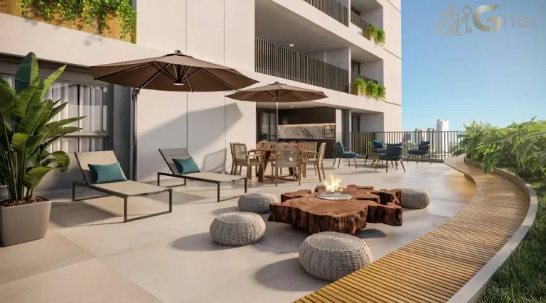 Área externa de apartamento giardino de 368m² em condomínio no Ibirapuera São Paulo
