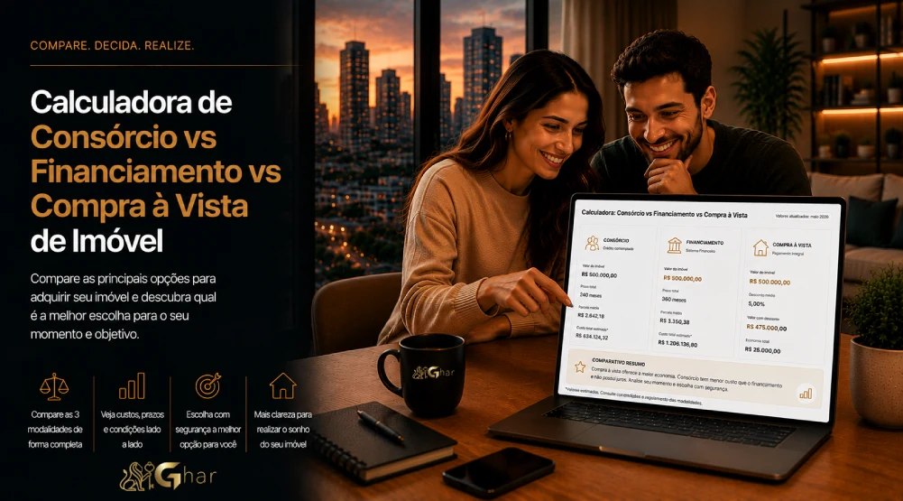 Calculadora de consórcio, financiamento e compra à vista de imóvel | GHAR Imóveis