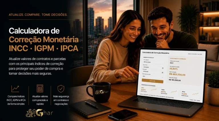 Calculadora de correção monetária INCC, IGP-M e IPCA para imóveis | GHAR Imóveis