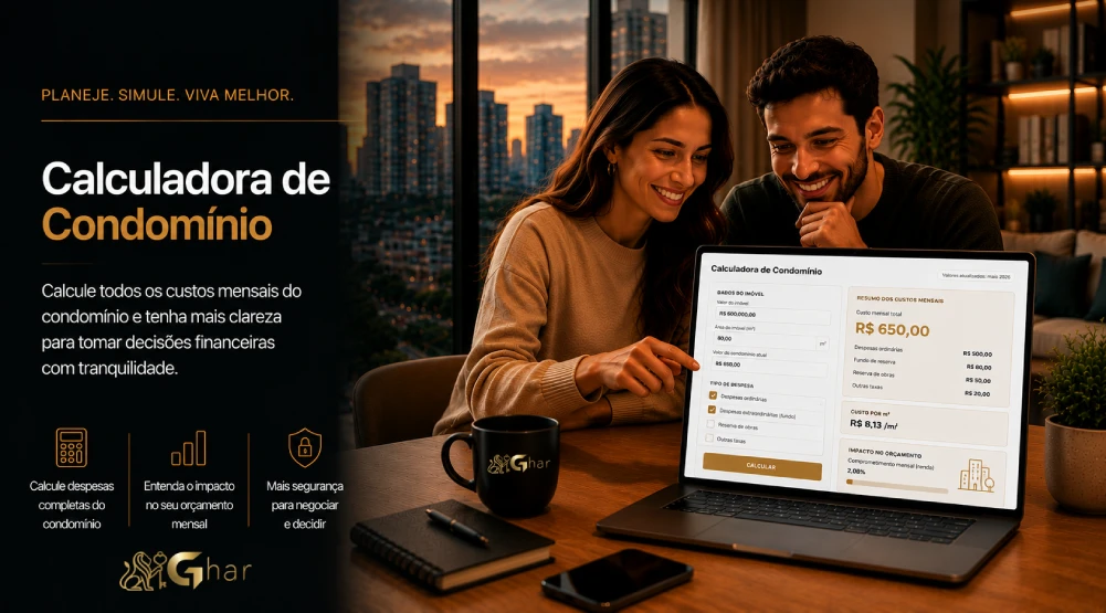 Calculadora de condomínio para estimativa de custos mensais de apartamento | GHAR Imóveis