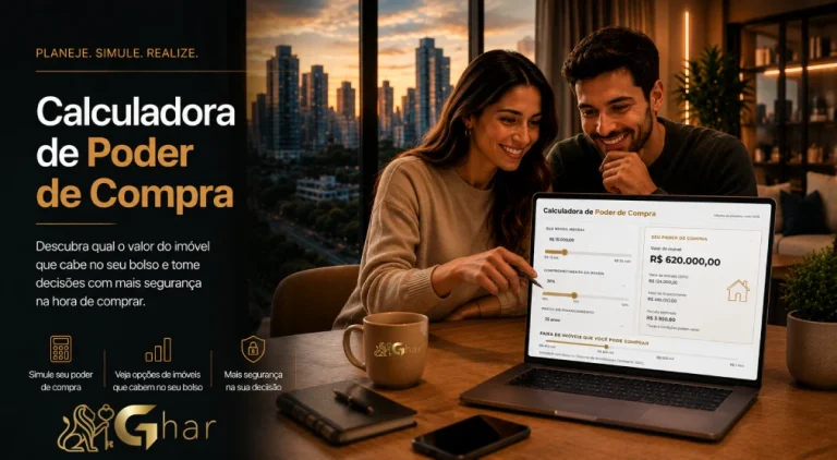 Calculadora de poder de compra de imóvel da GHAR Imóveis para simular capacidade de financiamento imobiliário