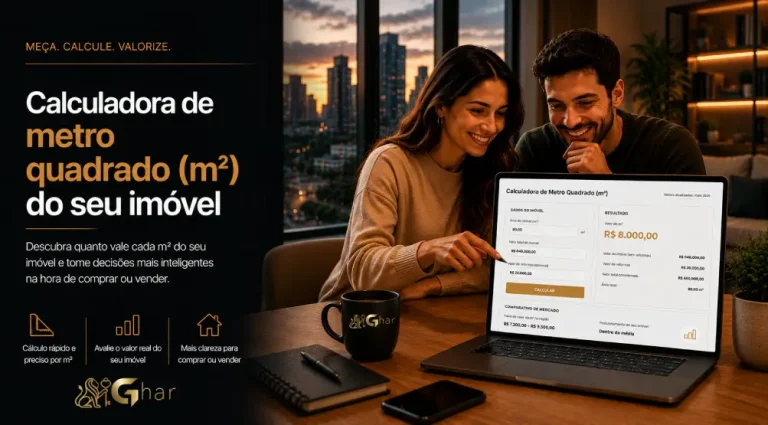 Calculadora de metro quadrado m² de imóvel da GHAR Imóveis para calcular valor por metro quadrado em São Paulo