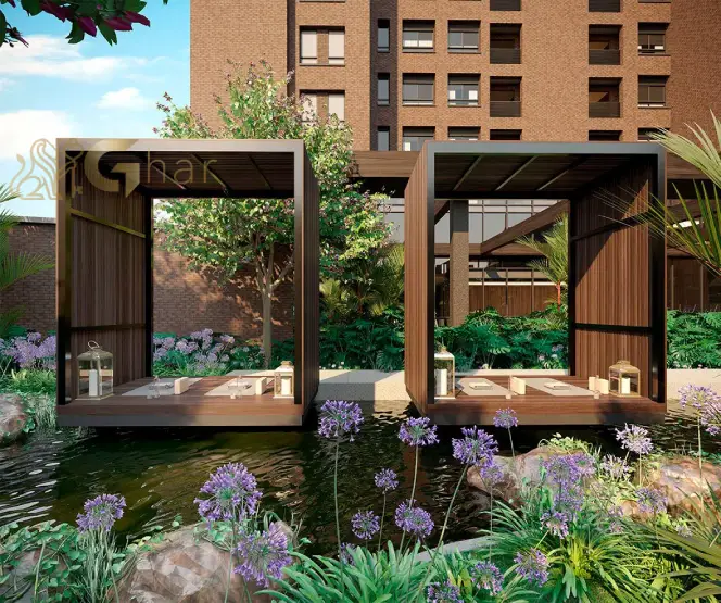 Espaço zen do condomínio Hóriz Ibirapuera no bairro Ibirapuera em São Paulo
