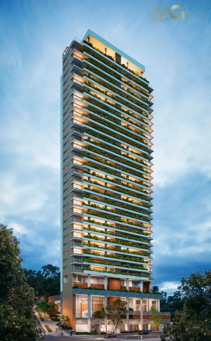 Fachada de condomínio com apartamentos de luxo no Paraíso São Paulo