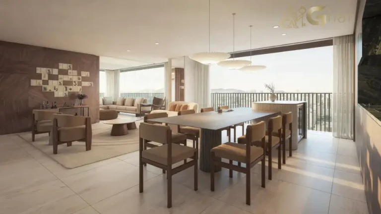 Living do apartamento decorado do Porto Paraíso no bairro do Paraíso em São Paulo
