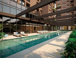 Piscina com raia em condomínio residencial no Ibirapuera Zona Sul de São Paulo