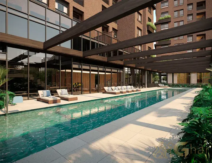 Piscina com raia em condomínio residencial no Ibirapuera Zona Sul de São Paulo