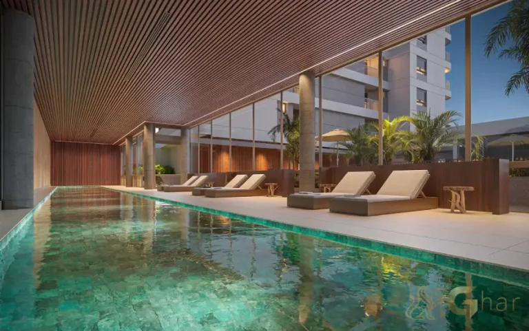 Piscina coberta com raia de 25m do condomínio Ibiatã Paraíso no bairro Paraíso em São Paulo