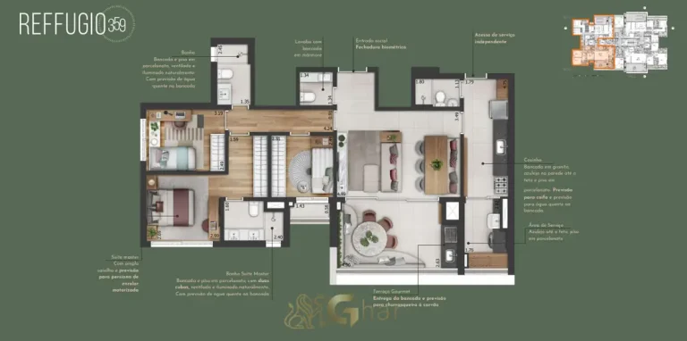 Planta de apartamento com 3 dormitórios em condomínio residencial na Aclimação Zona Centro São Paulo