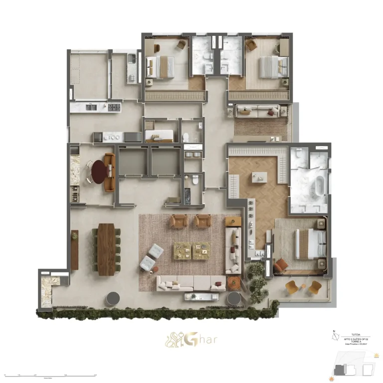 Planta de apartamento residencial no Paraíso Zona Sul de São Paulo