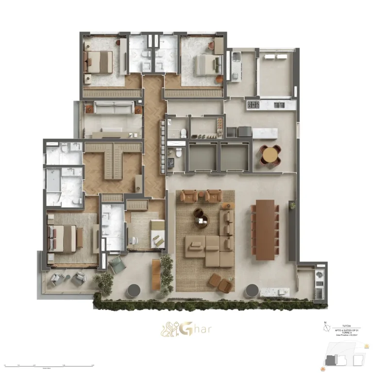 Planta de apartamento do Eterno Alma Brasileira no bairro Paraíso em São Paulo