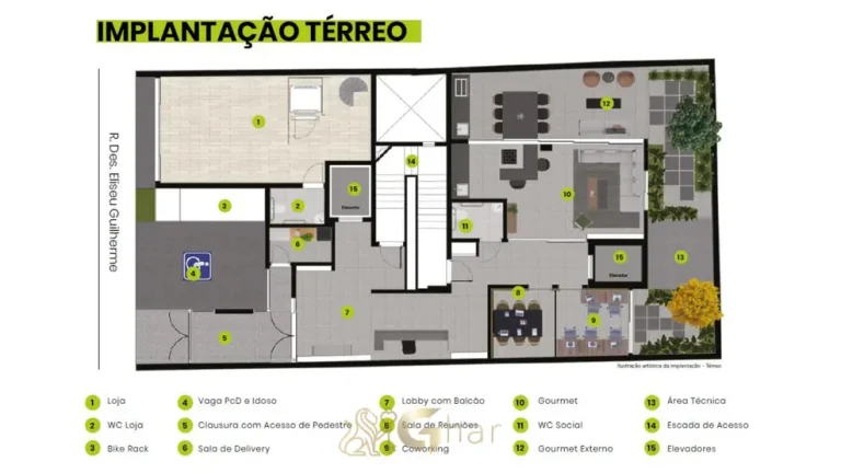 Planta do térreo do condomínio Step Up Paraíso em São Paulo