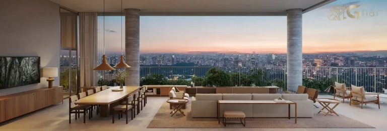 Sala de cobertura duplex em apartamentos de luxo no Paraíso São Paulo