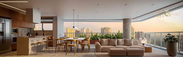 Varanda do apartamento decorado de 226m² do Ibiatã Paraíso no Paraíso São Paulo