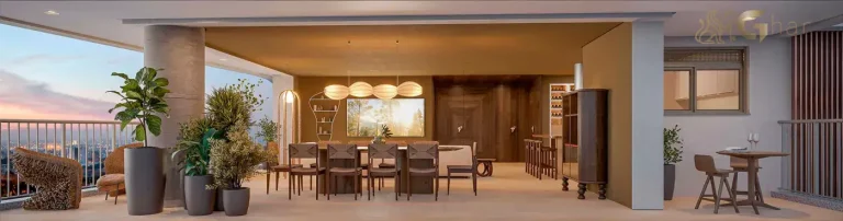 Varanda gourmet do apartamento decorado de 226m² em condomínio no Paraíso São Paulo