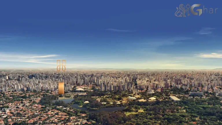 Vista aérea do bairro em condomínio residencial no Ibirapuera Zona Sul de São Paulo