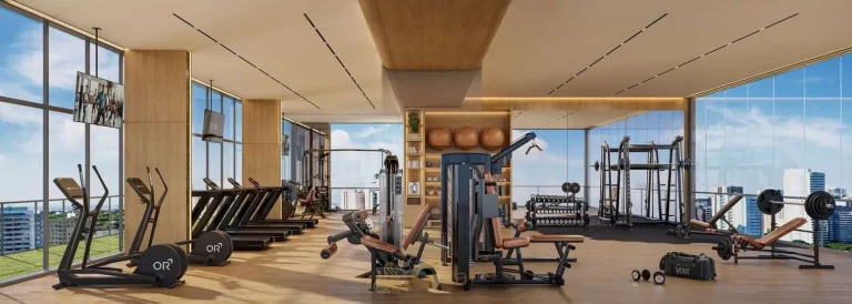 Área de treino funcional da academia do condomínio Vert Vila Nova no bairro da Vila Nova Conceição, São Paulo
