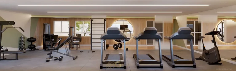 Academia com equipamentos de musculação em apartamentos no bairro da Vila Mariana, São Paulo
