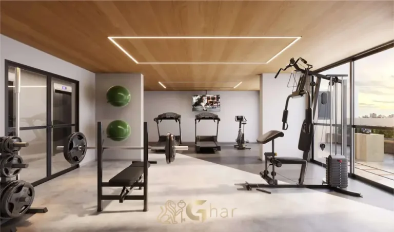Academia com equipamentos de musculação em apartamentos no bairro da Aclimação, São Paulo
