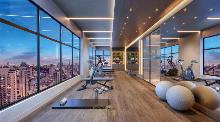 Academia com vista panorâmica em apartamentos no bairro do Paraíso, São Paulo