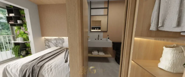 Banheiro do studio decorado em apartamentos na Vila Mariana, São Paulo