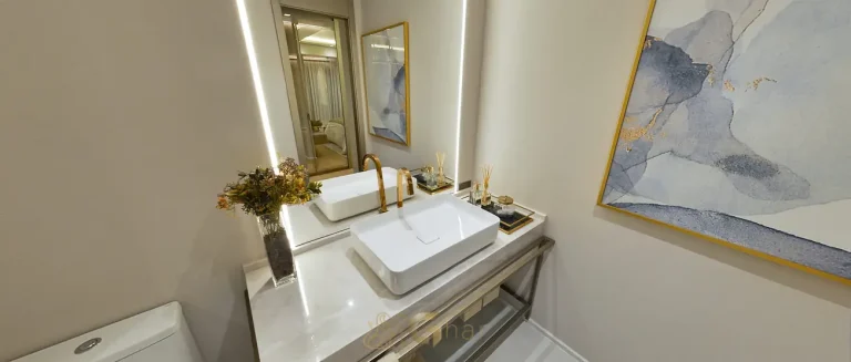 Banho da suíte master em apartamentos no bairro do Brás, São Paulo