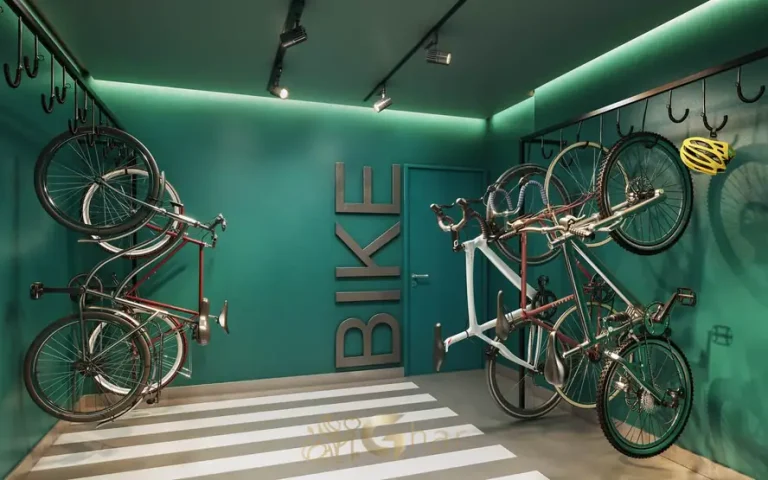 Bicicletário decorado em apartamentos em Perdizes, São Paulo