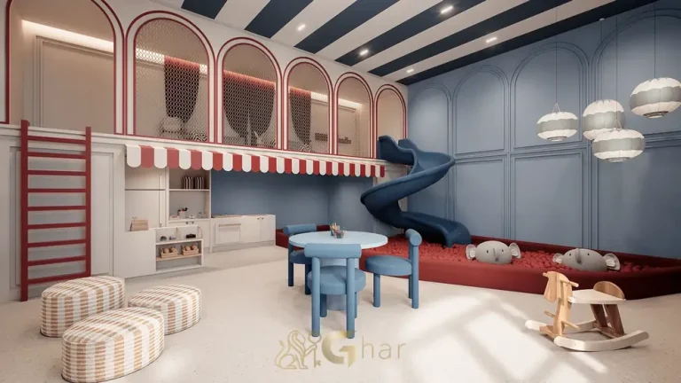 Brinquedoteca com design sofisticado do condomínio Château Jardin Lumière na Cidade Jardim, São Paulo
