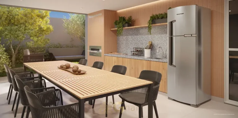 Churrasqueira com lounge externo do condomínio Unique Fit Vila Mariana no bairro da Vila Mariana, São Paulo