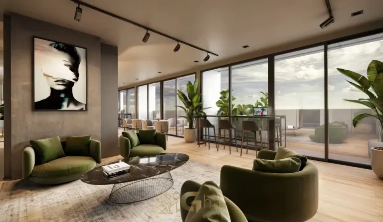Coworking com estações individuais do condomínio NIK Estilo Paulista no bairro do Paraíso em São Paulo
