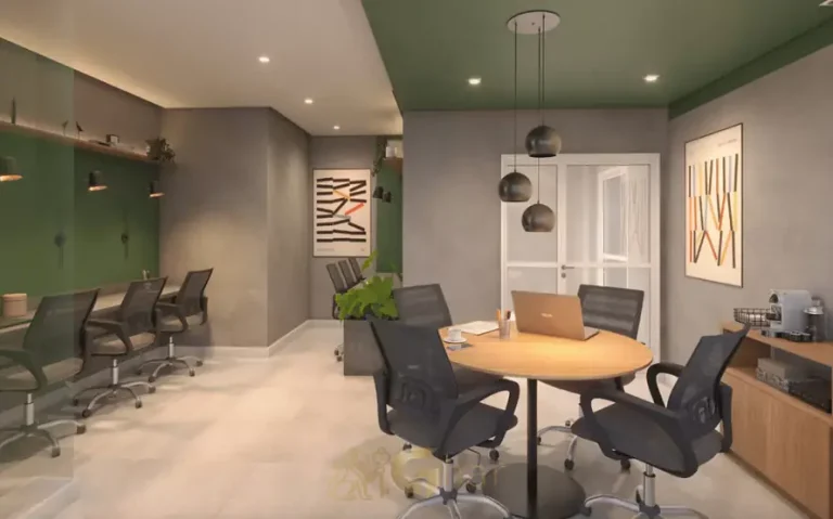 Coworking com estações de trabalho em apartamentos no bairro de Santana, São Paulo