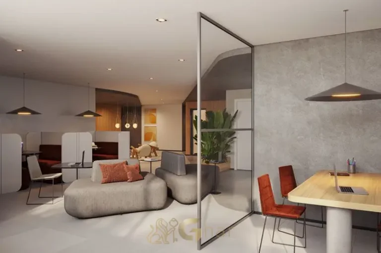 Coworking com estações de trabalho em condomínio residencial no bairro do Paraíso, no Centro de São Paulo