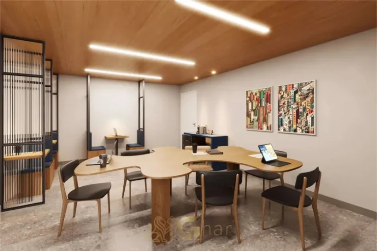Coworking com estações de trabalho do condomínio Urban Park Aclimação no bairro da Aclimação em São Paulo