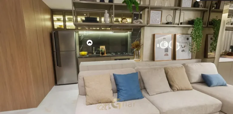 Cozinha integrada do apartamento decorado do condomínio Grand Square no bairro da Praça da Árvore, São Paulo