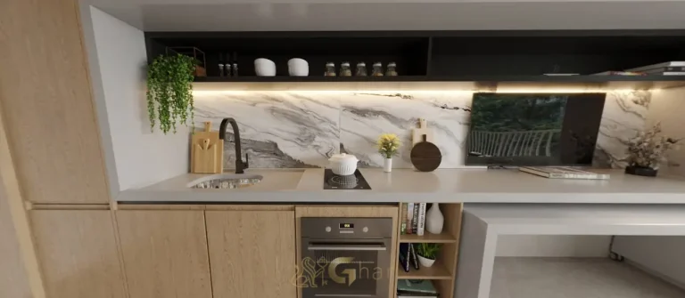 Cozinha integrada do studio decorado em condomínio residencial na Vila Mariana, na Zona Sul de São Paulo