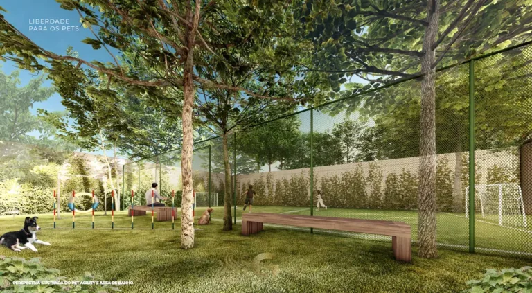 Espaço pet com área de banho e agility do condomínio Ledge Brooklin no bairro do Brooklin em São Paulo