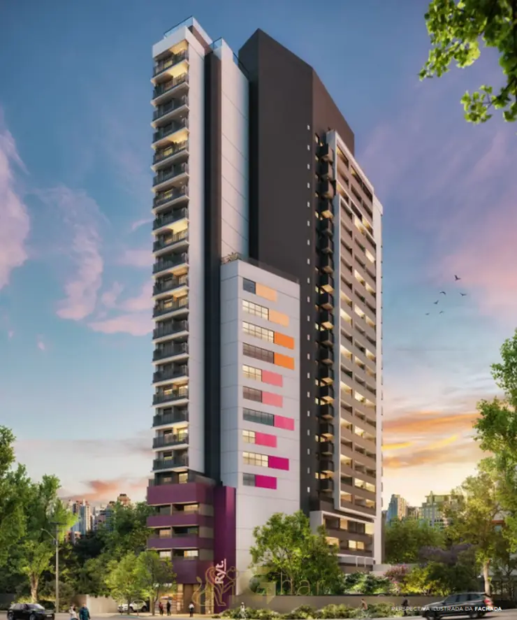 Fachada contemporânea em apartamentos no bairro da Bela Vista, São Paulo