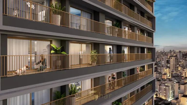 Fachada com varandas em apartamentos na Vila Mariana, São Paulo