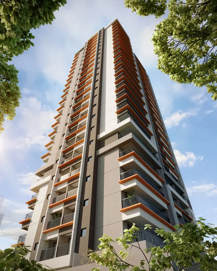 Fachada com varandas dos apartamentos em apartamentos no bairro da Aclimação, São Paulo