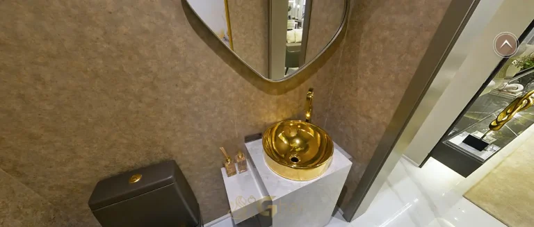 Lavabo do apartamento decorado em condomínio residencial no bairro do Brás, na Zona Leste de São Paulo