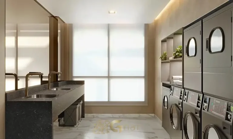 Lavanderia coletiva em condomínio residencial no bairro do Butantã, na Zona Oeste de São Paulo