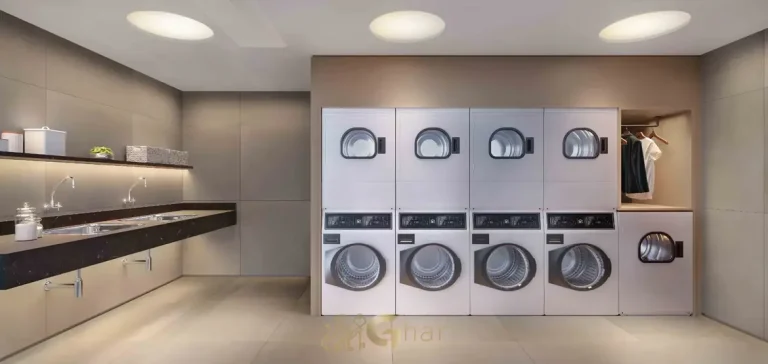 Lavanderia compartilhada equipada em apartamentos no bairro da Vila Nova Conceição, São Paulo