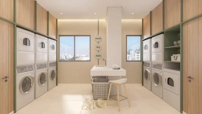 Lavanderia compartilhada em condomínio residencial na Vila Mariana, na Zona Sul de São Paulo