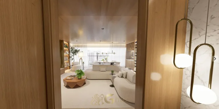 Living integrado do apartamento decorado de 122 m² em apartamentos no bairro da Chácara Klabin, São Paulo