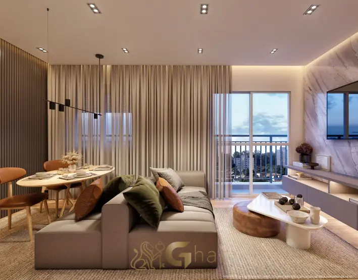 Living integrado do apartamento decorado em condomínio residencial no bairro da Vila Mariana, na Zona Sul de São Paulo