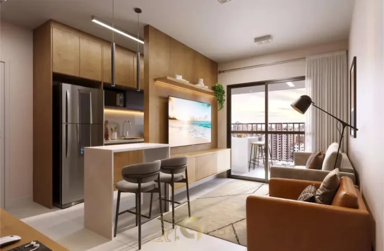 Living do apartamento decorado do condomínio Urban Park Aclimação no bairro da Aclimação em São Paulo