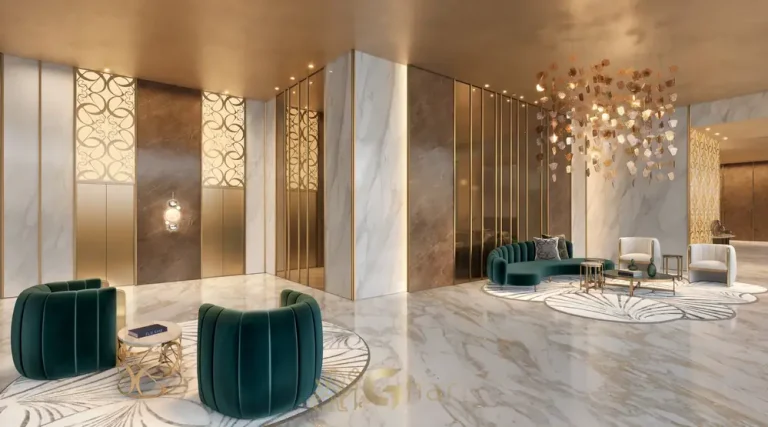 Lobby de alto padrão em apartamentos no bairro de Moema, São Paulo