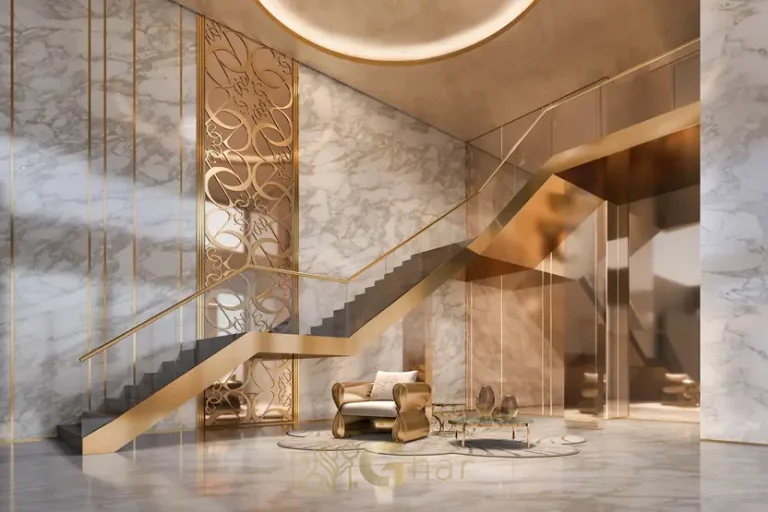 Lobby transfer com controle de acesso do condomínio Saffire by Elie Saab no bairro de Moema, São Paulo